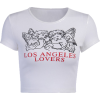 Fashion Angel Print Short Sleeve T-Shirt Sexy Navel Top - Shirts - $19.99 