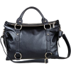 Fashionable Designer Inspired Double Bow Knot Soft Pebbled Leatherette Satchel Tote Hobo Handbag Purse w/Shoulder Strap Black - Hand bag - $25.99 