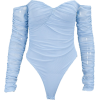 Fashionable solid color strapless wrap chest pleated jumpsuit mesh jumpsuit - Koszule - krótkie - $26.99  ~ 23.18€