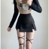 Fashionable split fake two-piece slim solid color package hip was thin short ski - Dresses - $27.99 