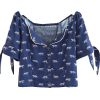 Fashion animal print square collar butto - Shirts - $25.99 