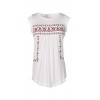 Fashionomics Womens Casual Boho Rayon Embroidered White Short Sleeve Top - トップス - $15.50  ~ ¥1,744