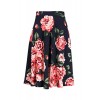 Fashionomics Womens Print Flare Pleated Midi Elastic Waist A-line Skirt (L, NAVY2) - スカート - $17.99  ~ ¥2,025