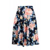 Fashionomics Womens Print Flare Pleated Midi Elastic Waist A-line Skirt (M, NAVY1) - スカート - $17.99  ~ ¥2,025