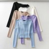 Fashion round neck wooden ears sexy short navel long-sleeved sweater - Shirts - $25.99 
