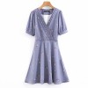Fashion versatile purple V-neck short-sl - Dresses - $27.99  ~ £21.27