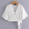 Fashion wild V-neck long-sleeved button- - Рубашки - короткие - $25.99  ~ 22.32€