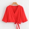 Fashion wild solid color V-neck drawstri - Majice - kratke - $25.99  ~ 165,10kn