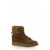 Faux Fur Lined High Top Wedge Sneakers - Superge - $24.99  ~ 21.46€