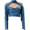 Faux Leather Long Sleeve Crop Top - Hemden - kurz - $194.00  ~ 166.62€