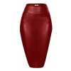 Faux Leather Pencil Skirt Below Knee Length Skirt Midi Bodycon Skirt for Womens, USA - 裙子 - $16.99  ~ ¥113.84