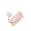 Faux Leather Wallet with Pom Pom Keychain - 財布 - $5.99  ~ ¥674