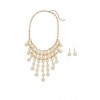 Faux Pearl Beaded Statement Necklace with Earrings - Earrings - $7.99 