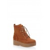 Faux Suede Lace Up Platform Booties - ブーツ - $19.99  ~ ¥2,250