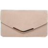 Faux Suede Nude Clutch - バッグ クラッチバッグ - 