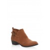 Faux Suede Perforated Booties with Buckle Detail - ブーツ - $19.99  ~ ¥2,250