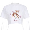 Fawn Butterfly Print Loose Navel T-Shirt - 半袖衫/女式衬衫 - $17.99  ~ ¥120.54