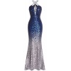 Fazadess Women's Deep-V Neck Sequin Flapper Mermaid Long Prom Dress - Dresses - $30.00 