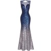 Fazadess Women's Elegant Deep-V Neck Backless Sequin Mermaid Long Prom Dress - Dresses - $78.88 