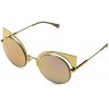 Fendi 0177/S 001OJ Gold 0177/S Round Sunglasses Lens Category 2 Lens Mirrored S - Eyewear - $169.00 