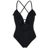 Firpearl Women's One Piece Swimsuit Plunge Ruffle Cross Back Monokini Bathing Suit - Swimsuit - $26.99  ~ £20.51