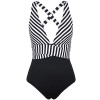 Firpearl Women's One Piece Swimsuit Striped V Plunge Cross Back Monokini Bathing Suit - Swimsuit - $21.99 
