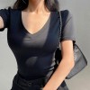 Fitness short-sleeved T-shirt short V-neck exposed belly button yoga top - Camicie (corte) - $25.99  ~ 22.32€