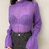 Flared Sleeve Half Turtleneck Sweater - Camisa - curtas - $25.99  ~ 22.32€
