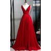 Flattering Deep V-neck Long Red Prom Dre - Vestidos - £99.00  ~ 111.88€