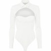 Fleur Du Mal Decollete Bodysuit in White - Camisola - longa - 