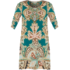 Fleur-Print Tapestry Teal Dress - Dresses - 