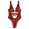 Floerns Women's Sexy Leopard Print Deep V Neck Criss Cross One Piece Swimwear - Badeanzüge - $17.99  ~ 15.45€