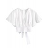 Floerns Women's Summer Cute Short Sleeve Bow Tie Crop Blouse Top - Top - $12.99 