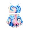 Floerns Women's Tie Dye Sleeveless Crop Top and Shorts Two Piece Outfits - Top - $16.99 