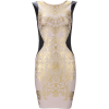 Floral Foil Print Leatherette - Dresses - $135.00 