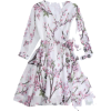Floral Surplice Chiffon Flowy Dress - Vestidos - 