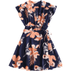 Floral Tied Wrap Mini Dress  - Obleke - 