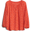 Floral Balloon Sleeve Blouse - Long sleeves shirts - 