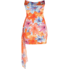 Floral Draped Mini Dress - Haljine - 