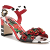 Floral Embellished Sandals - Sandały - 