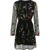 Floral Embroidery Dress Sheer Mesh - sukienki - 