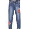 Floral Frayed Distressed Hem Jeans - Capri & Cropped - 