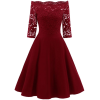 Floral Lace Cocktail Formal Dresses - Obleke - 