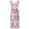 Floral Lace Sash Waist Dress - sukienki - 