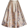 Floral Metallic Jacquard Pleated Skirt E - Gonne - 