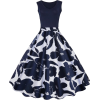 Floral Print Ball Gown Dress - Dresses - $27.00 