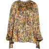Floral Silk Peasant Top - Long sleeves shirts - 