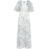 Floral print frill sleeve silk dress - sukienki - 