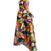 Floral-print strapless satin dress - Платья - 