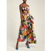 Floral-print strapless satin dress - Kleider - 